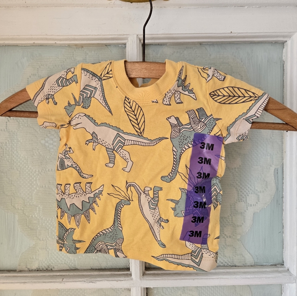 Carter's Yellow Dinosaur Print Tee 3M Baby Top NWOT